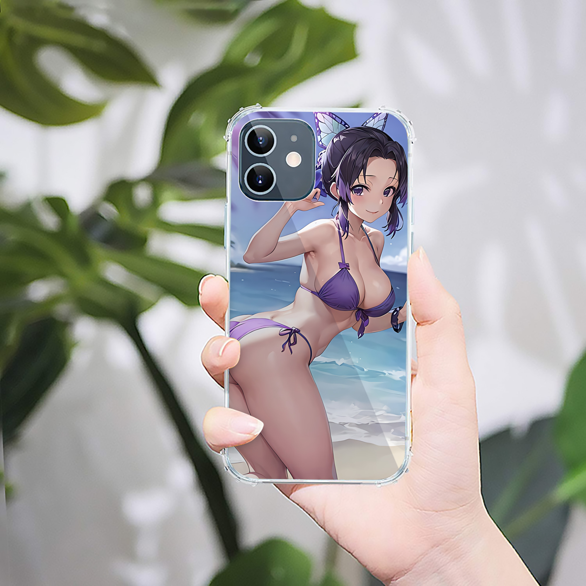 （画像用） 鬼滅の刃（きめつのやいば）蟲柱-胡蝶 しのぶ／こちょう しのぶ Kochou Shinobu 【iPhone 12シリーズ対応】透明スマホケース（クリアソフトケース）